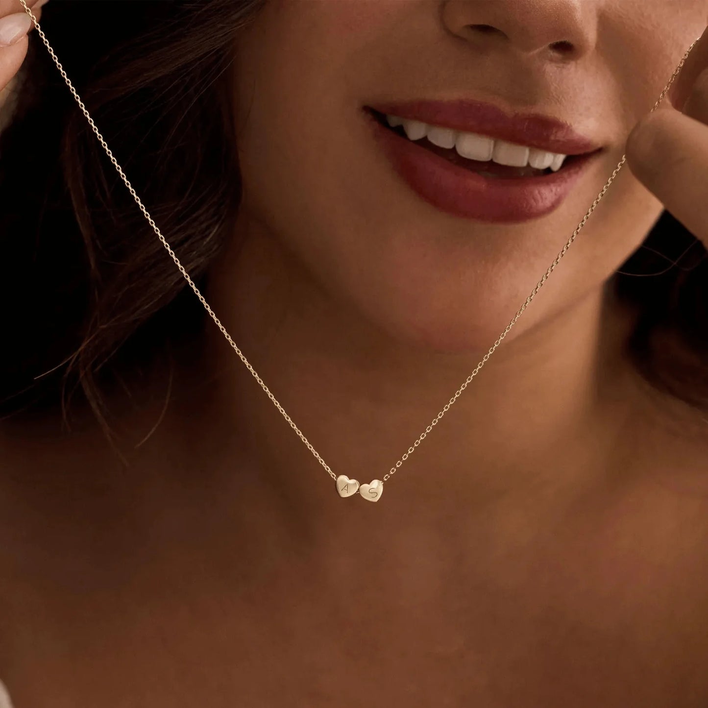 Personalisierte Herz Initial Halskette