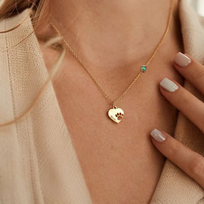 Personalisierte Pfoten & Herz Namenskette