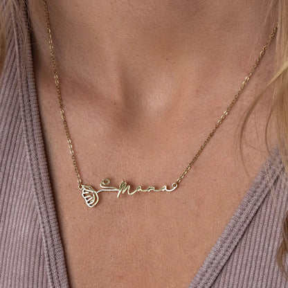 Personalisierte Geburtsblumen Namens Halskette