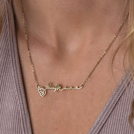 Personalisierte Geburtsblumen Namens Halskette