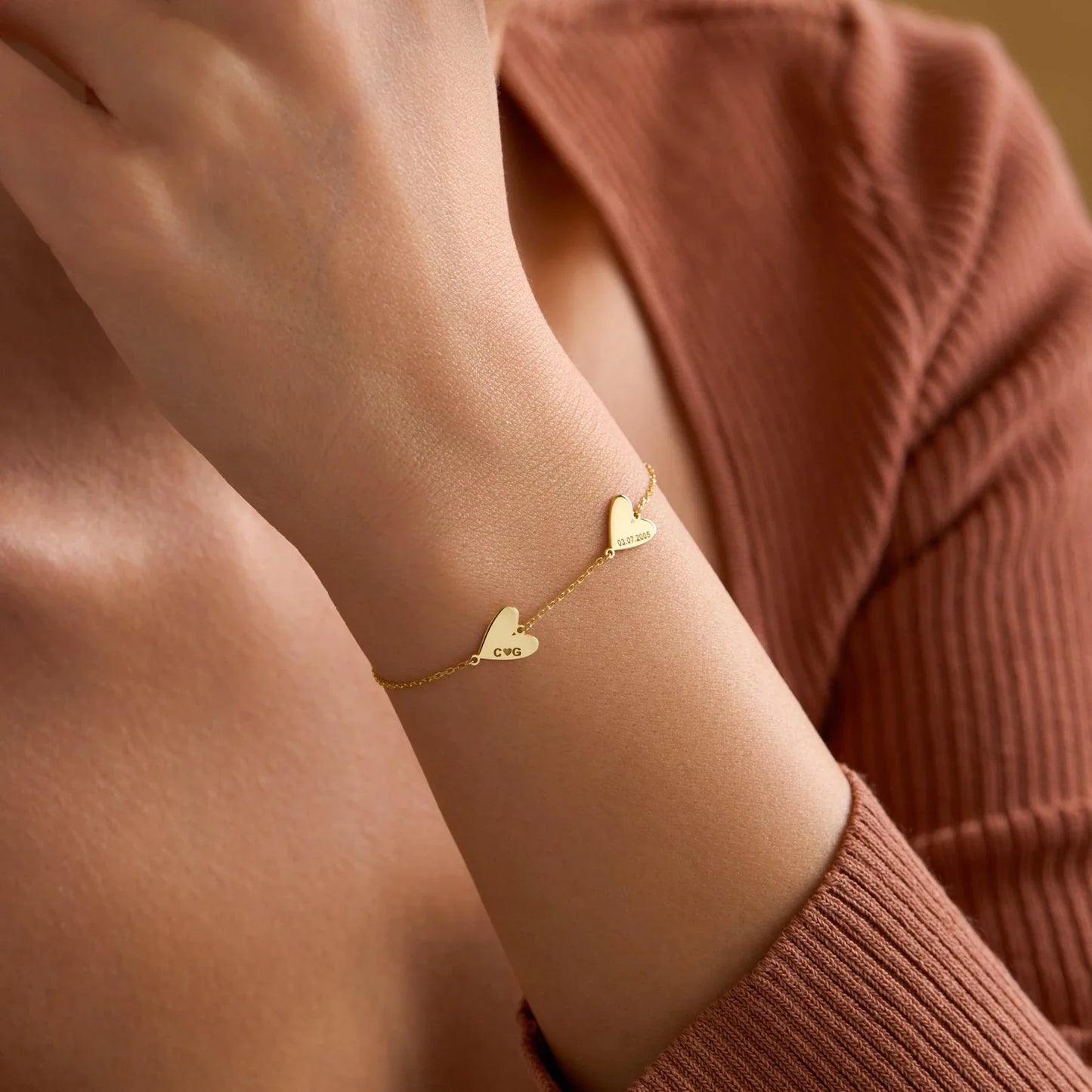 Personalisiertes Graviertes Herz Armband