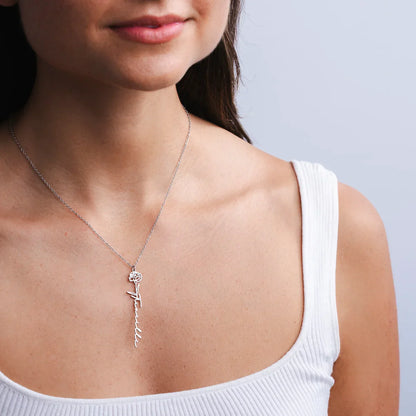 Personalisierte Geburtsblumen Namens Halskette