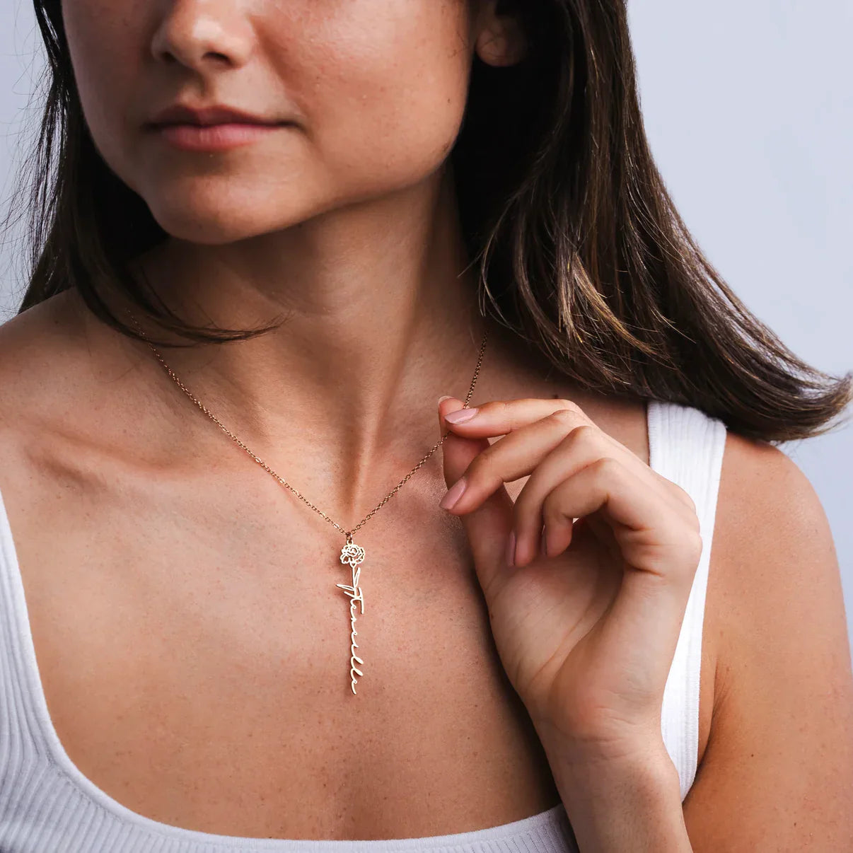 Personalisierte Geburtsblumen Namens Halskette